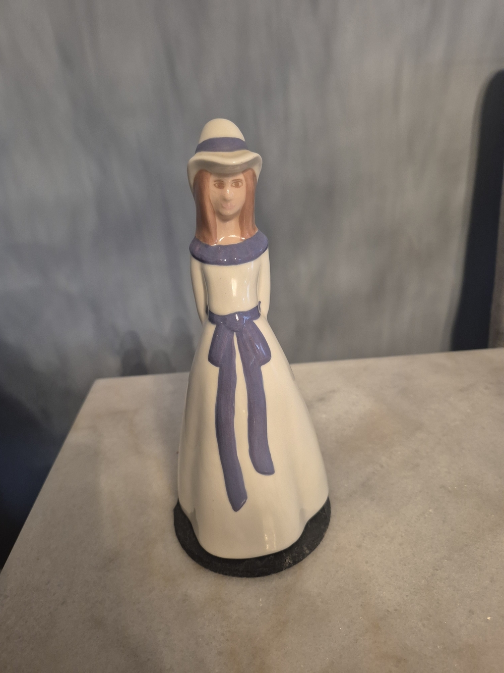 Ceramic Lady Figurine in White and Lavender